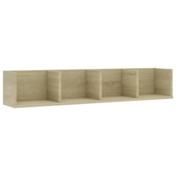 Berkfield Home CD Wall Shelf Sonoma Oak 100x18x18 cm Engineered Wood in Beige - Size: 100 x 18 x 18 cm - thumbnail 2