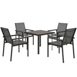 OUTSUNNY 5 Pieces Outdoor Dining Table & 4 Armchairs, Garden Dining Set, Grey - thumbnail 2