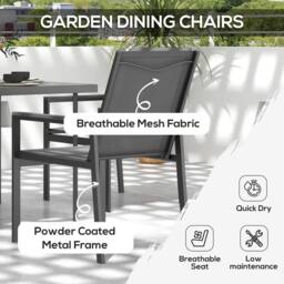 OUTSUNNY 5 Pieces Outdoor Dining Table & 4 Armchairs, Garden Dining Set, Grey - thumbnail 4