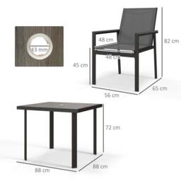 OUTSUNNY 5 Pieces Outdoor Dining Table & 4 Armchairs, Garden Dining Set, Grey - thumbnail 3