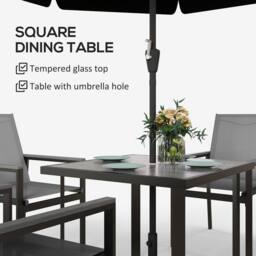 OUTSUNNY 5 Pieces Outdoor Dining Table & 4 Armchairs, Garden Dining Set, Grey - thumbnail 5
