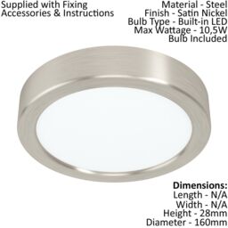 Loops Wall / Ceiling Light Satin Nickel 160mm Round Surface Mounted 10.5W LED 3000K in Metallics - thumbnail 2