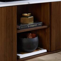 Birlea Kagu Large TV Unit Fluted Ribbed Walnut & Marble effect - thumbnail 6