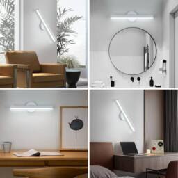Goeco LED Indoor Wall Light, 12 W Acrylic Wall Light in 300° Rotating, 6500K in White - thumbnail 7