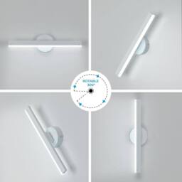 Goeco LED Indoor Wall Light, 12 W Acrylic Wall Light in 300° Rotating, 6500K in White - thumbnail 4