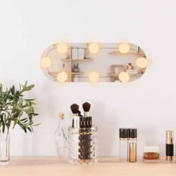 Berkfield Home Wall Mirror with LED Lights 15x40 cm Glass Oval in Silver