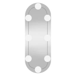 Berkfield Home Wall Mirror with LED Lights 15x40 cm Glass Oval in Silver - thumbnail 5