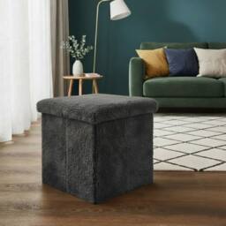 Snug City Teddy Soft Square Storage Box with Lid Elegant Organizer for Any Room in Black - Size: Small - thumbnail 1