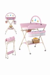 Living and Home Versatile Folding Baby Changing Table in Pink - thumbnail 6