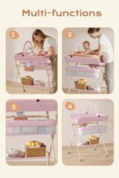 Living and Home Versatile Folding Baby Changing Table in Pink - thumbnail 3