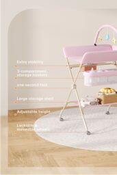 Living and Home Versatile Folding Baby Changing Table in Pink - thumbnail 4