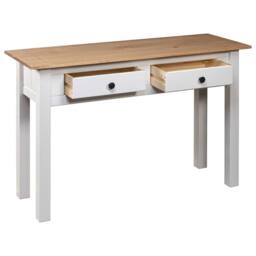Berkfield Home Console Table White 110x40x72 cm Solid Pine Wood Panama Range - Size: 110 x 40 x 72 cm - thumbnail 6