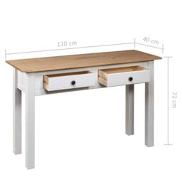 Berkfield Home Console Table White 110x40x72 cm Solid Pine Wood Panama Range - Size: 110 x 40 x 72 cm - thumbnail 9