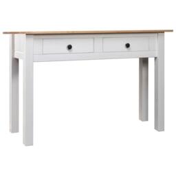 Berkfield Home Console Table White 110x40x72 cm Solid Pine Wood Panama Range - Size: 110 x 40 x 72 cm - thumbnail 2