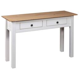 Berkfield Home Console Table White 110x40x72 cm Solid Pine Wood Panama Range - Size: 110 x 40 x 72 cm - thumbnail 4