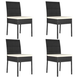 Berkfield Home 5 Piece Outdoor Dining Set with Cushions Poly Rattan Black - thumbnail 6