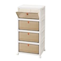EONLION 4Tier Plastic Storage Drawers Box Tower in White - Size: 500mm - thumbnail 1