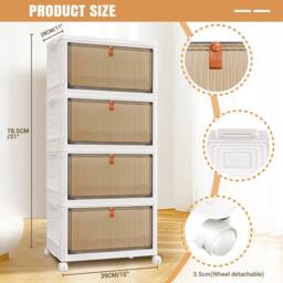 EONLION 4Tier Plastic Storage Drawers Box Tower in White - Size: 500mm - thumbnail 2