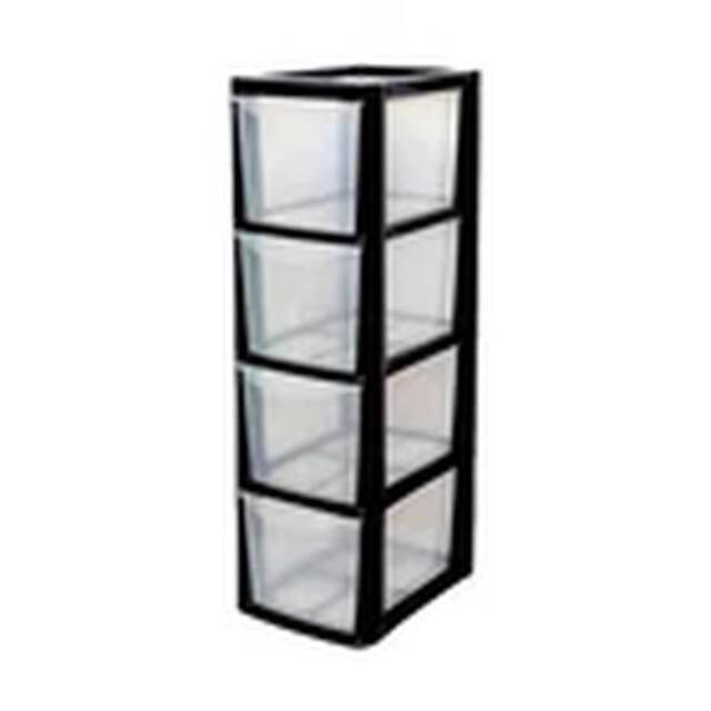 EONLION Black Plastic 4 Drawer Storage Tower for Home Kitchen Office - image 1