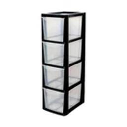 EONLION Black Plastic 4 Drawer Storage Tower for Home Kitchen Office - thumbnail 1