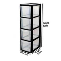 EONLION Black Plastic 4 Drawer Storage Tower for Home Kitchen Office - thumbnail 2