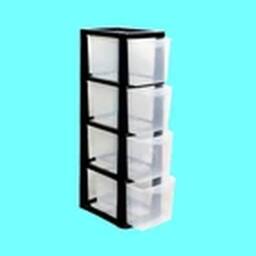 EONLION Black Plastic 4 Drawer Storage Tower for Home Kitchen Office - thumbnail 3