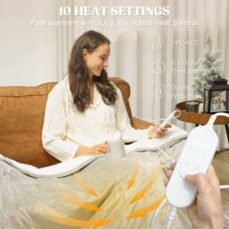 HOMCOM Heated Throw Blanket with 10 Heat Levels & 10H Timer, Grey - thumbnail 5