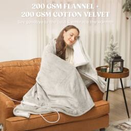 HOMCOM Heated Throw Blanket with 10 Heat Levels & 10H Timer, Grey - thumbnail 4