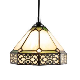 Happy Homewares Classic 1920s Shabby Chic Pendant Light Shade with Metal Scrollwork Decoration in Green - Size: 8 inches - thumbnail 2