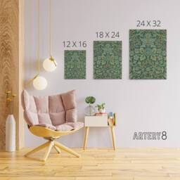 "Artery8 Flower Garden Textile Detail Canvas Wall Art Print William Morris in Green - Size: W18"" x H24""" - thumbnail 4