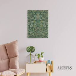 "Artery8 Flower Garden Textile Detail Canvas Wall Art Print William Morris in Green - Size: W18"" x H24""" - thumbnail 3