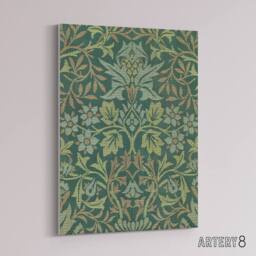 "Artery8 Flower Garden Textile Detail Canvas Wall Art Print William Morris in Green - Size: W18"" x H24""" - thumbnail 2