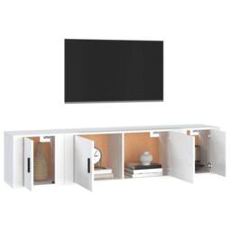 Berkfield Home 3 Piece TV Cabinet Set White Engineered Wood - thumbnail 3
