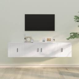Berkfield Home 3 Piece TV Cabinet Set White Engineered Wood - thumbnail 2