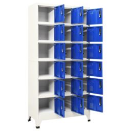 Berkfield Home Locker Cabinet Grey & Blue 90x40x180 cm Steel - Size: 90 x 40 x 180 cm - thumbnail 3