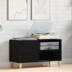 Berkfield Home Record Cabinet Black Oak 84, 5x38x48 cm Engineered Wood - Size: 5 x 38 x 48 cm - thumbnail 1