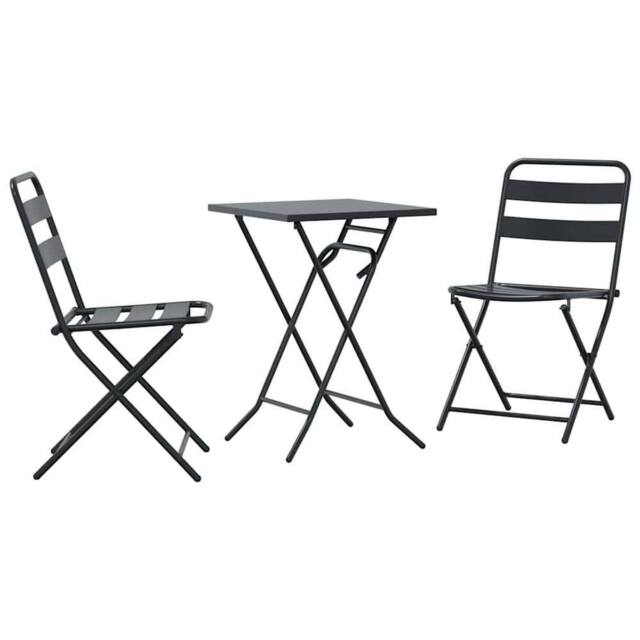 Berkfield Home 3 Piece Folding Bistro Set Anthracite Steel in Black - image 1