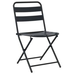 Berkfield Home 3 Piece Folding Bistro Set Anthracite Steel in Black - thumbnail 5