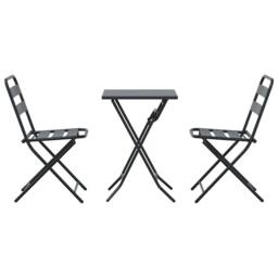 Berkfield Home 3 Piece Folding Bistro Set Anthracite Steel in Black - thumbnail 7