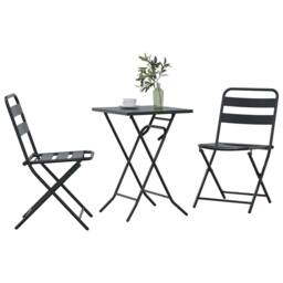 Berkfield Home 3 Piece Folding Bistro Set Anthracite Steel in Black - thumbnail 3