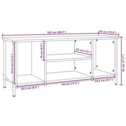 Berkfield Home TV Cabinet Grey Sonoma 102x35x45 cm Engineered Wood - Size: 102 x 35 x 45 cm - thumbnail 9