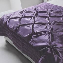 Voltico Buttoned Bedspread 140×200cm - Teal/Plum/Natural/Silver in Plum - Size: EU Double