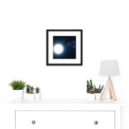 Artery8 Space NASA Binary Stars Sirius A B Illustration 8X8 Inch Square Wooden Framed Wall Art Print Picture with Mount in Black - thumbnail 2