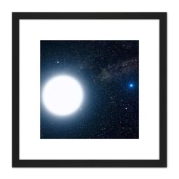 Artery8 Space NASA Binary Stars Sirius A B Illustration 8X8 Inch Square Wooden Framed Wall Art Print Picture with Mount in Black - thumbnail 1