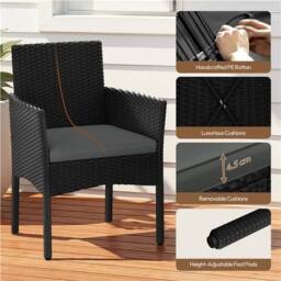 Kelvenix 3-Piece Rattan Furniture Set Black/Gray in Black - Size: 0.6m2 - thumbnail 5