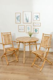 Nordlys Set of 2 Solid Bamboo Chairs in Brown - thumbnail 3