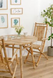 Nordlys Set of 2 Solid Bamboo Chairs in Brown - thumbnail 4