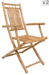 Nordlys Set of 2 Solid Bamboo Chairs in Brown - thumbnail 1