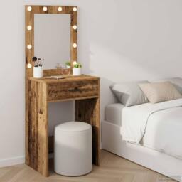 Berkfield Home Elegant Dressing Table with LED Lights Old Wood 50x41x135 cm in Brown - Size: 50 x 41 x 135 cm - thumbnail 2