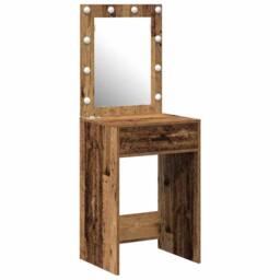 Berkfield Home Elegant Dressing Table with LED Lights Old Wood 50x41x135 cm in Brown - Size: 50 x 41 x 135 cm - thumbnail 3